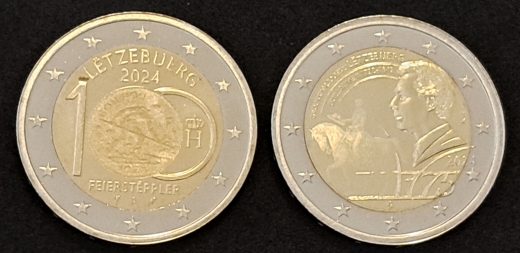 2 x 2 Euro Luxemburg 2024 - Großherzog Guillaume II + Feierstëppler ( FOTOPRÄGUNGEN )