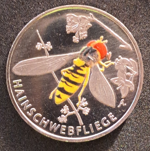 5 Euro BRD 2024 Insekten ( Hainschwebfliege )