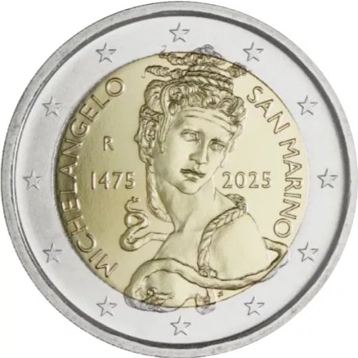 2 Euro San Marino Reverse Proof 2025 - 550. Geburtstag von Michelangelo im Klappfolder