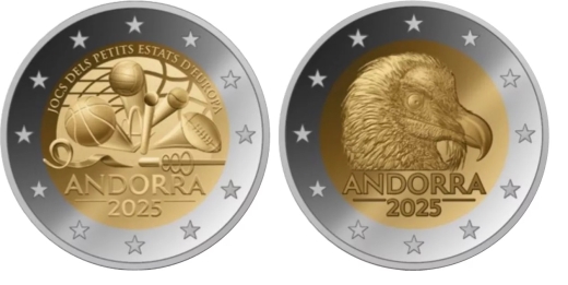 2 x 2 Euro Andorra 2025 - Bartgeier + Spiele