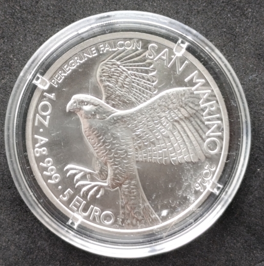 1 Unze 5 Euro Silber San Marino 2026 - Peregrine Falcon - AG999