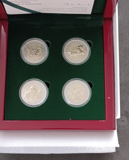 4 x 2 Euro PP – Reverse Proof KMS Luxemburg 2024-2025 in Offizieller Holzschatulle