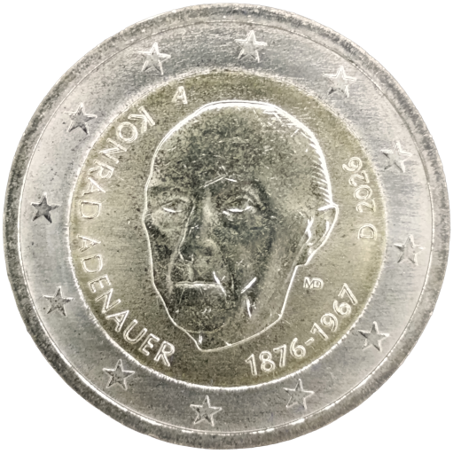 2 Euro Deutschland 2026 - 150. Geburtstag von Konrad Adenauer - Einheit, Recht und Freiheit