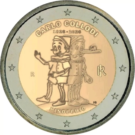 2 Euro Italien 2026 -200. Geburtstag von Carlo Collodi – Pinocchio