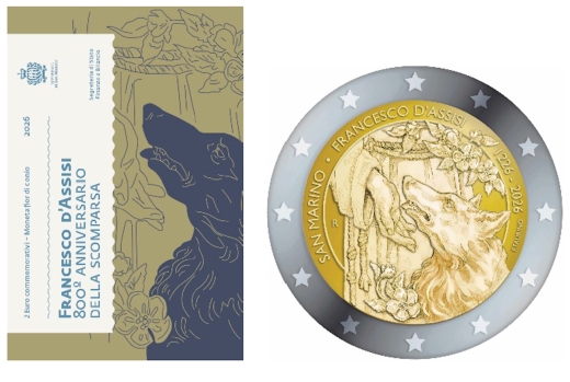2 Euro San Marino 2026 - 800. Todestag von Franz von Assisi in BU