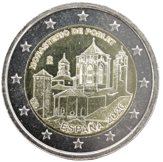 2 Euro Spanien 2026 - Königliches Kloster Santa Maria de Poblet - UNESCO-Welterbestätten