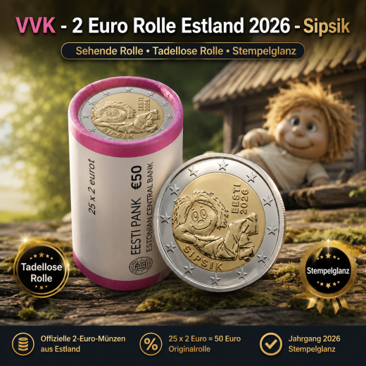 2 Euro Rolle Estland 2026 - Sipsik