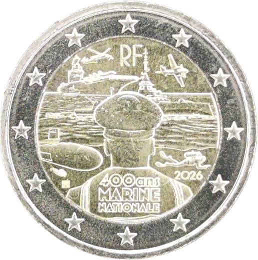 2 Euro Frankreich 2026 - Die französische Marine – 400 Jahre Erfahrung
