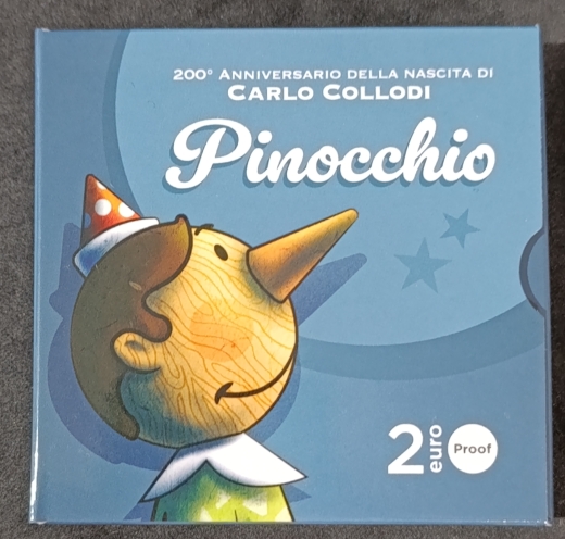 2 Euro Proof Italien 2026 -200. Geburtstag von Carlo Collodi – Pinocchio