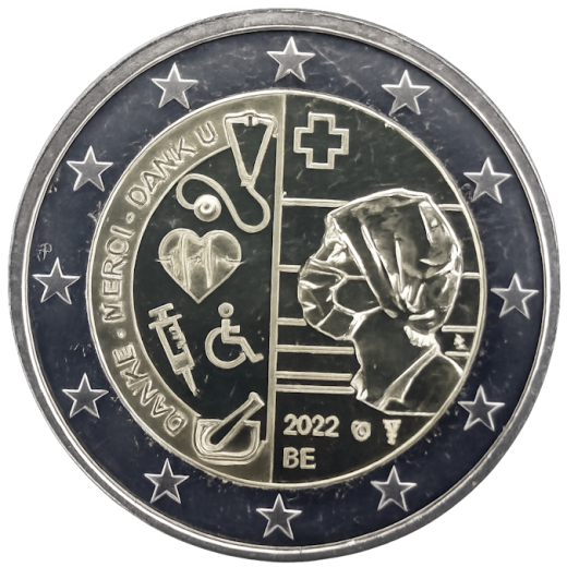2 Euro Belgien 2022 - Gesundheitsversorgung während der COVID-Pandemie
