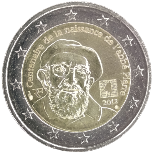 2 Euro Frankreich 2012 - 100. Geburtstag von Abbe Pierre
