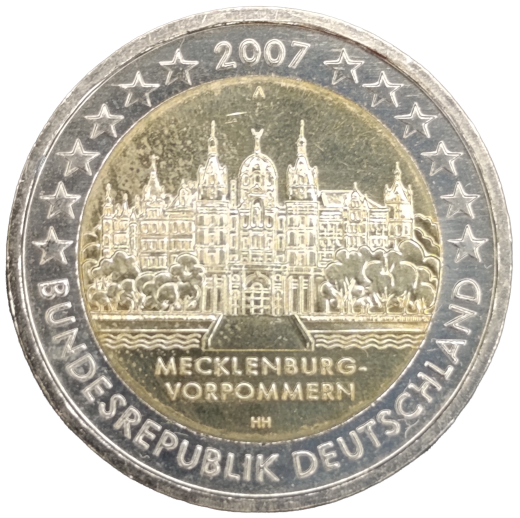 2 Euro Deutschland 2007 - Bundesland Mecklenburg-Vorpommern, Schweriner Schloss