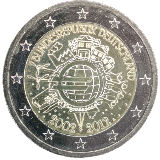 2 Euro Deutschland 2012 - 10 Jahre Euro-Münzen und Euro-Banknoten