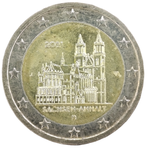 2 Euro Deutschland 2021 - Bundesland Sachsen-Anhalt, Magdeburger Dom (Bundesländer I)