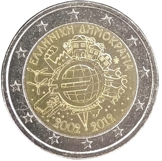 2 Euro Griechenland 2012 - 10 Jahre Euro-Münzen und Euro-Banknoten