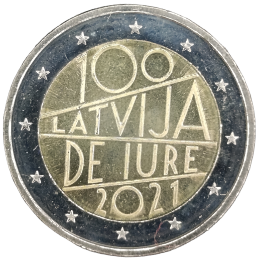 2 Euro Lettland 2021 - 100 Jahre De-jure-Anerkennung der Republik Lettland