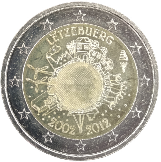 2 Euro Luxemburg 2012 - 10 Jahre Euro-Münzen und Euro-Banknoten
