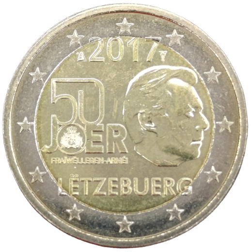 2 Euro Luxemburg 2017 - 50. Jahrestag der Freiwilligenarmee Luxemburgs