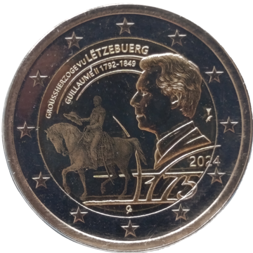 2 Euro Luxemburg 2024 - 175. Todestag von Großherzog Wilhelm II. - Fotoversion im BU-Set