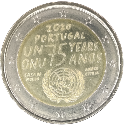 2 Euro Portugal 2020 - 75. Jahrestag der Vereinten Nationen