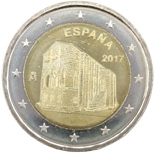 2 Euro Spanien 2017 - Kirche Santa María del Naranco in Oviedo - UNESCO-Welterbe