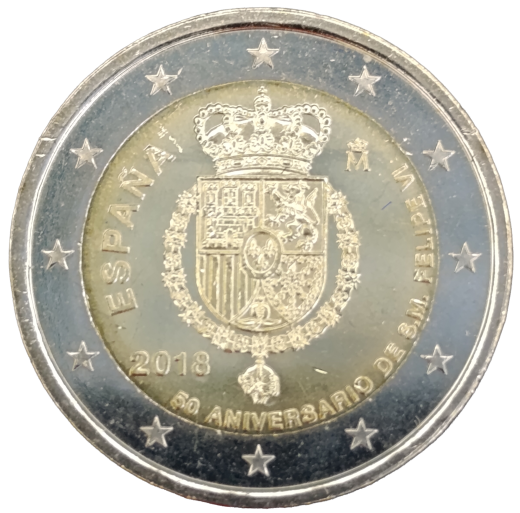2 Euro Spanien 2018 - 50. Geburtstag von König Felipe VI.