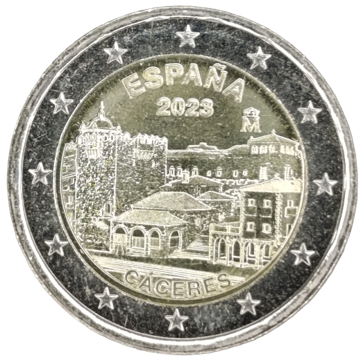 2 Euro Spanien 2023 - Altstadt von Caceres - UNESCO-Welterbestätten