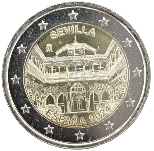 2 Euro Spanien 2024 - Alcazar von Sevilla - UNESCO-Welterbestätten