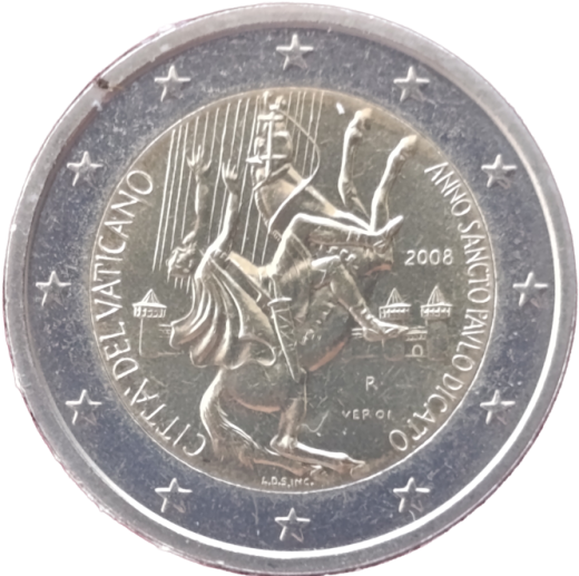 2 Euro Vatikan 2008 - Jahr des Apostels Paulus, 2000. Jahrestag seiner Geburt