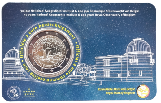 2 x 2 Euro Belgien Coincard 2026 - Sternwarte WL + FL