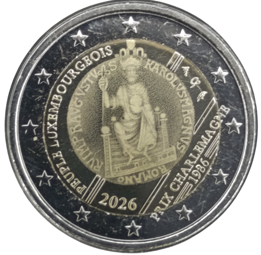 2 Euro Luxemburg 2026 - Verleihung des Internationalen Karlspreises an das luxemburgische Volk - Fotoversion im BU-Set