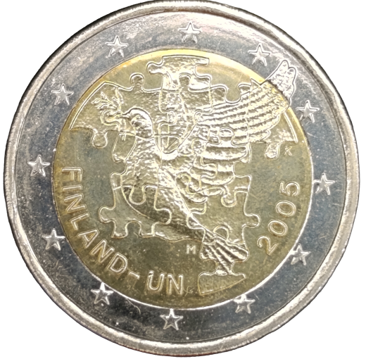 2 Euro Finnland 2005 Sondermünze  UN-Vereinte Nationen prägefrisch aus Rolle