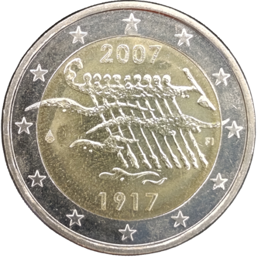 2 Euro Finnland 2007 Sondermünze  90 Jahre Unabhängigkeit prägefrisch aus Rolle