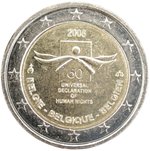 2 Euro Belgien 2008 - 60. Jahrestag der Allgemeinen Erklärung der Menschenrechte