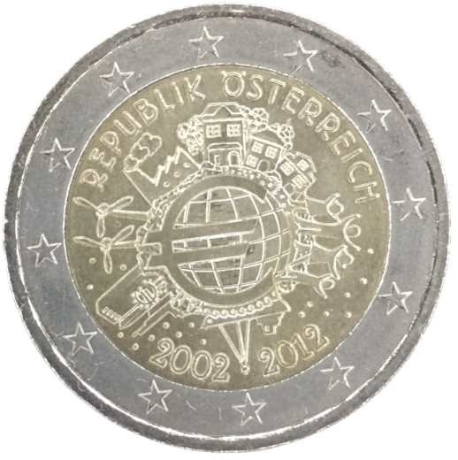 2 Euro Österreich 2012 - 10 Jahre Euro-Münzen und Euro-Banknoten