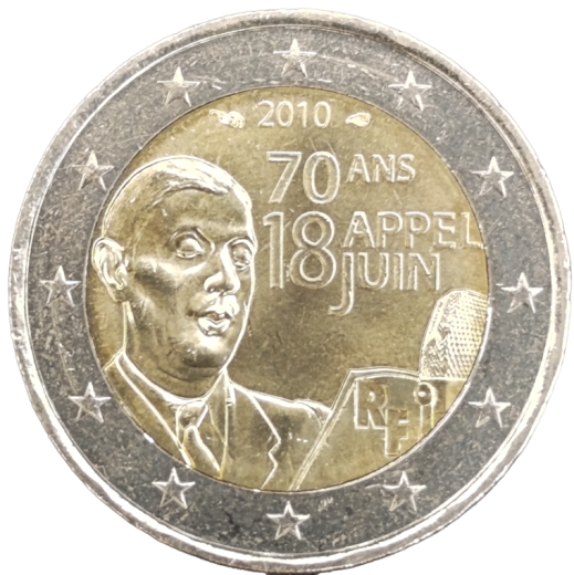 2 Euro Frankreich 2010 - 70. Jahrestag des Appells vom 18. Juni von De Gaulle