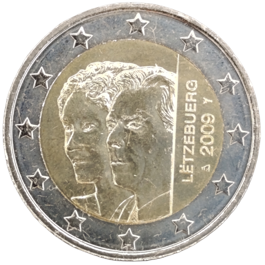 2 Euro Luxemburg 2009 - Großherzog Henri und Großherzogin Charlotte, 90. Jahrestag ihrer Thronbesteigung