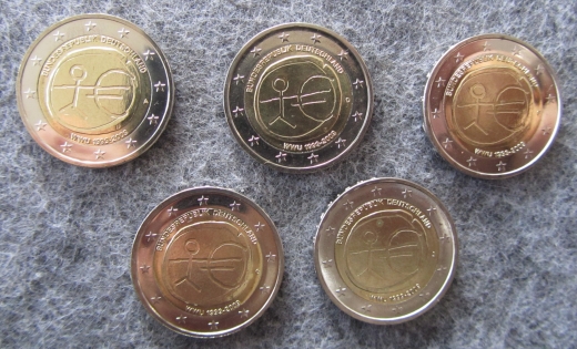 5 x 2 Euro BRD 2009 Sondermünzen WWU ADFGJ komplett bankfrisch aus der Rolle