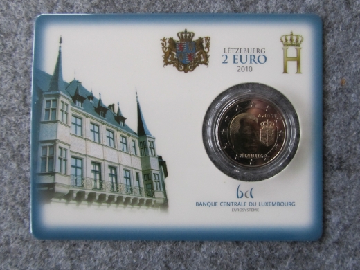 2 Euro Luxemburg 2010 Sondermünze Wappen in original Coincard der BCL