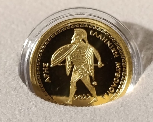 100 Euro Gold Griechenland 2022 - Gott Ares - 3,89 gramm 999er Gold PP