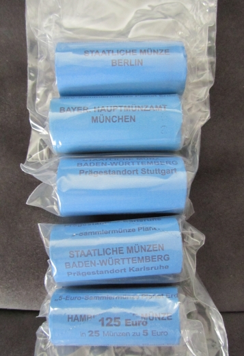 5€ BRD  Blauer Planet kompletter Rollensatz A D F G J  bankfrisch in ungeöffneten Originalrollen