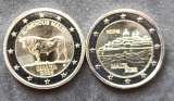 2 x 2 Euro Lose Münzen Malta 2025 ( Der Maltäsische Ochse + Mdina ) - STGL