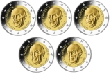 5 x 2 Euro BRD ADFGJ - Konrad Adenauer - Stempelglanz