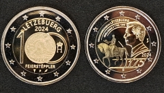 2 x 2 Euro Luxemburg 2024 - Großherzog Guillaume II + Feierstëppler ( FOTOPRÄGUNGEN )