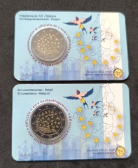 2 x 2 Euro Belgien 2024 Coincard - Ratspräsidentschaft - Wallonisch + Flämisch