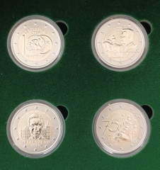 4 x 2 Euro PP – Reverse Proof KMS Luxemburg 2024-2025 in Offizieller Holzschatulle