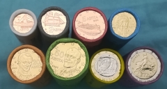 1 Cent - 2 Euro Stier Rollen Griechenland 2024 - 8 Sehende Rollen - Rollensatz