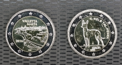 2 x 2 Euro Malta 2026 Lose - Valletta und Pharaonenhund - Stempelglanz