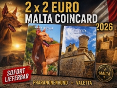 COMBI 2 x 2 Euro Malta 2026 Lose + CC - Valletta und Pharaonenhund