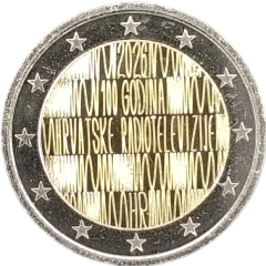 2 Euro Kroatien 2026 - 100 Jahre Kroatischer Rundfunk und Fernsehen